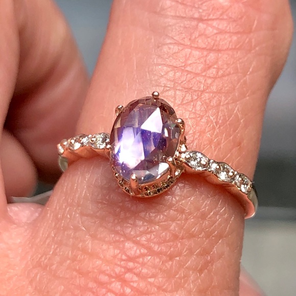 14k Rose Gold 1 Carat Moonstone Diamond Ring - Picture 3 of 9